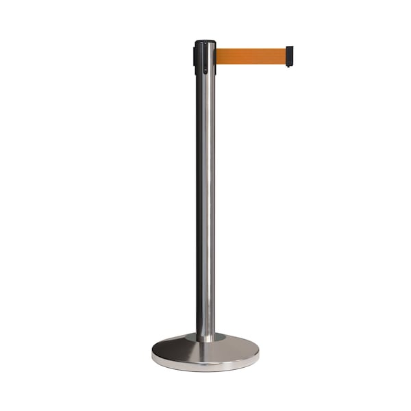 Montour Line Stanchion Belt Barrier Pol.Steel Post 13ft. Orange Belt ES400-PS-OR-130 - main
